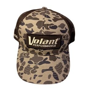 Volant Performance Camo Trucker Hat Mesh Back Snapback Brown Tan